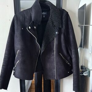 Black Shearling Moto Jacket